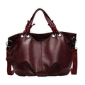 Solid colour PU one-shoulder tote bag with stitching details, horizontal square shape, available in multiple colours
