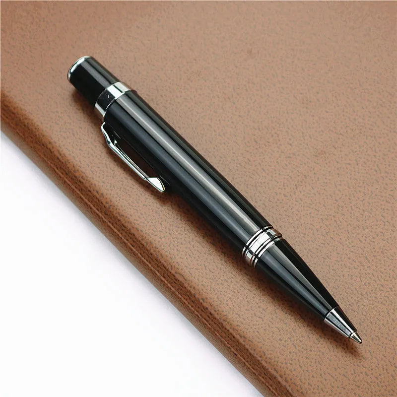 Black full metal Baozhu pocket pen with a 0.7mm refill and two spare refills.