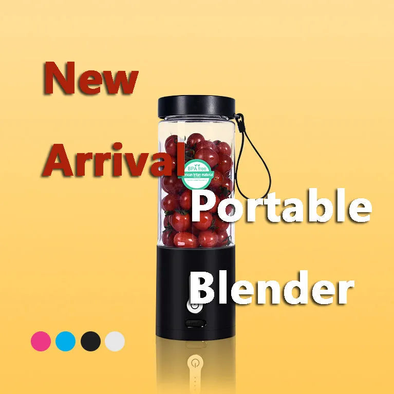 Portable hand blender with 530ml cup in black, white, blue, or rose red colour options