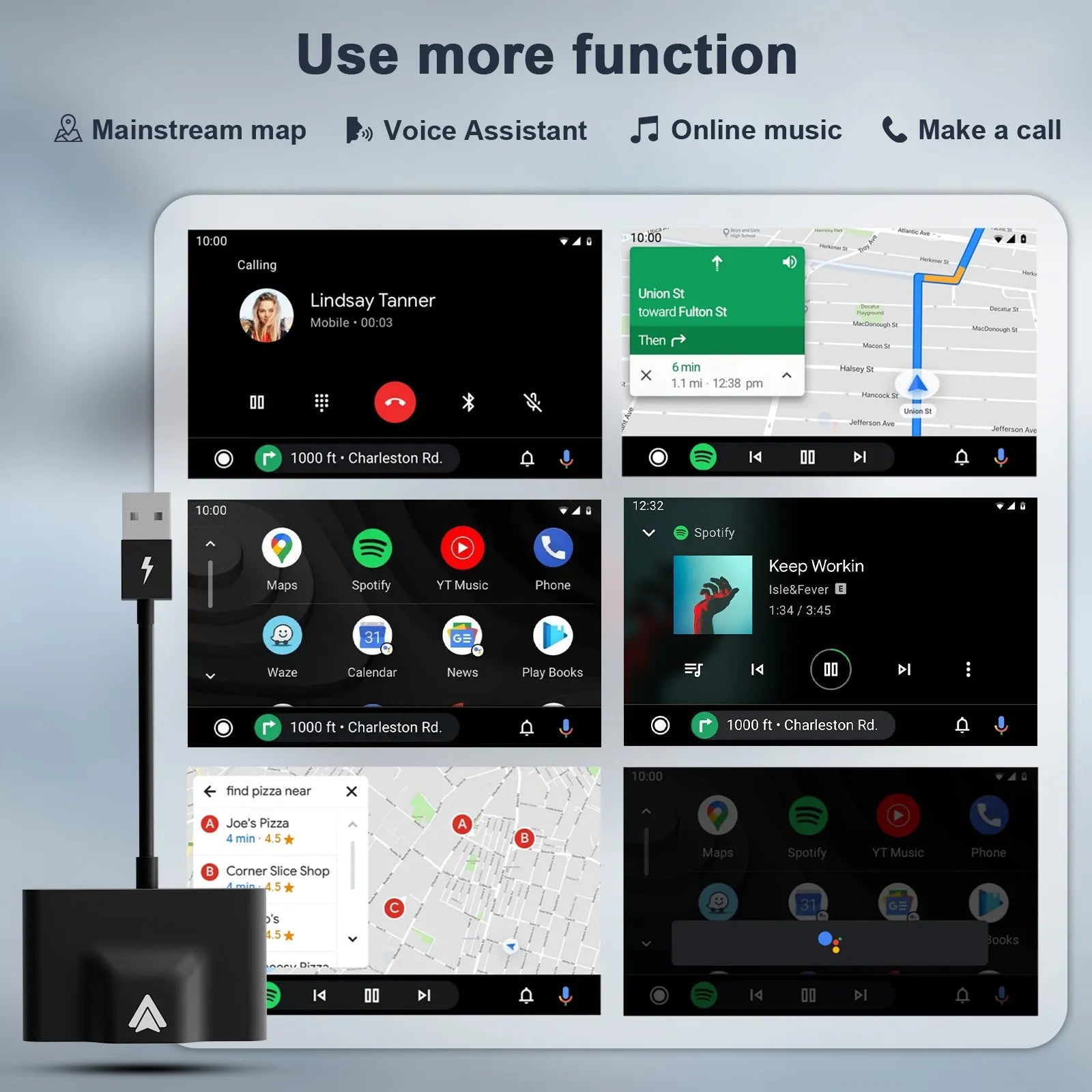 Car wireless Android adaptor for CarPlay systems in black and white colour options.