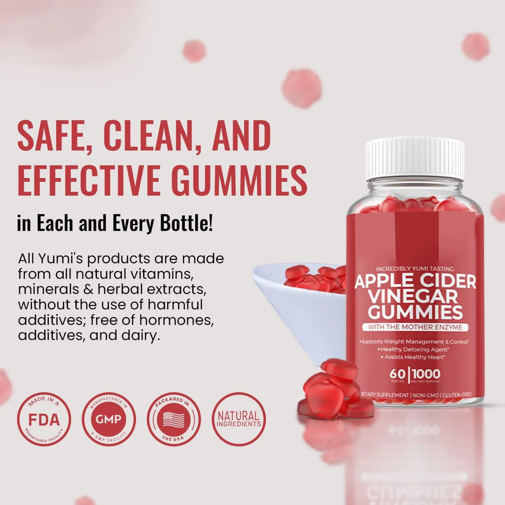 Bottle of apple cider vinegar gummies containing 60 soft candy tablets for adult nutritional supplementation