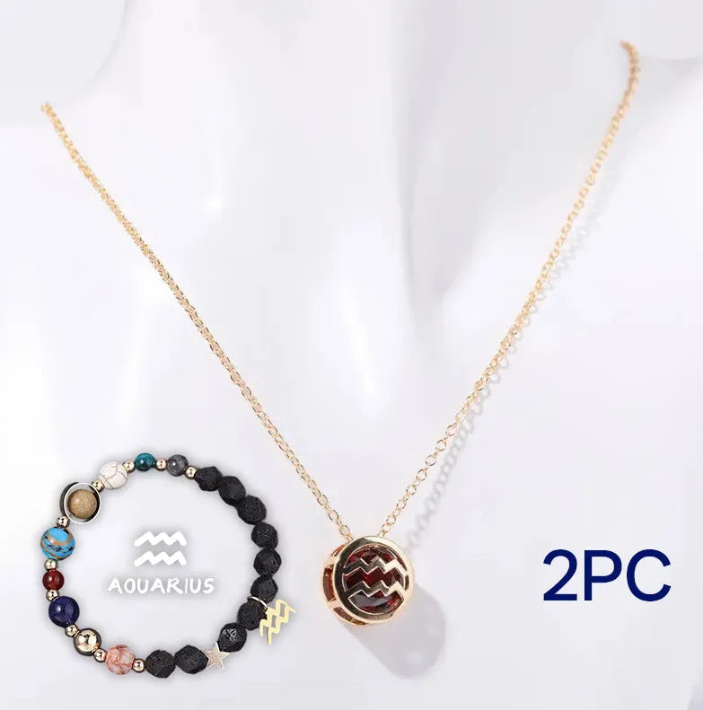 Natural stone beaded necklace and matching bracelet jewellery set in coordinated style