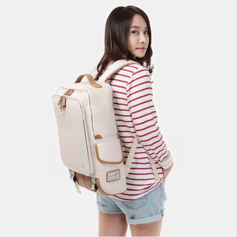 Men's modern backpack in Oxford cloth shown in Army Green colour, displaying its large capacity and Korean style design.