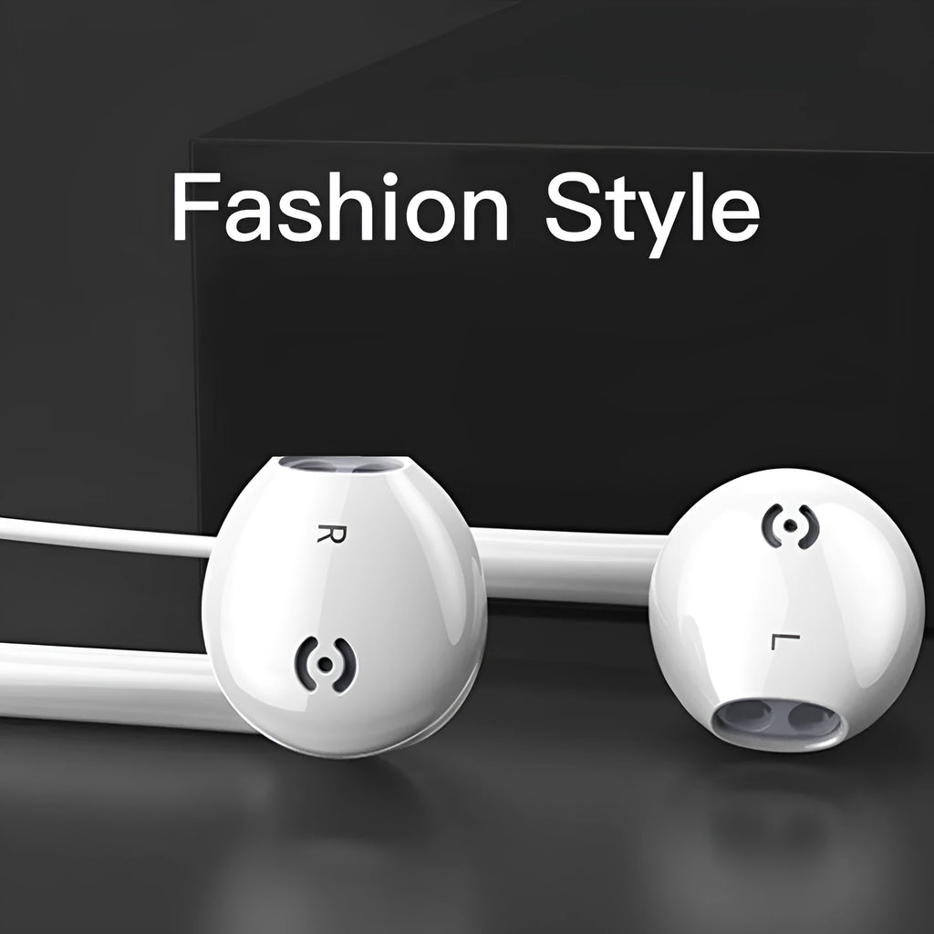 White wired earbuds voice headset with 3.5mm plug and 1.2m TPE round cord