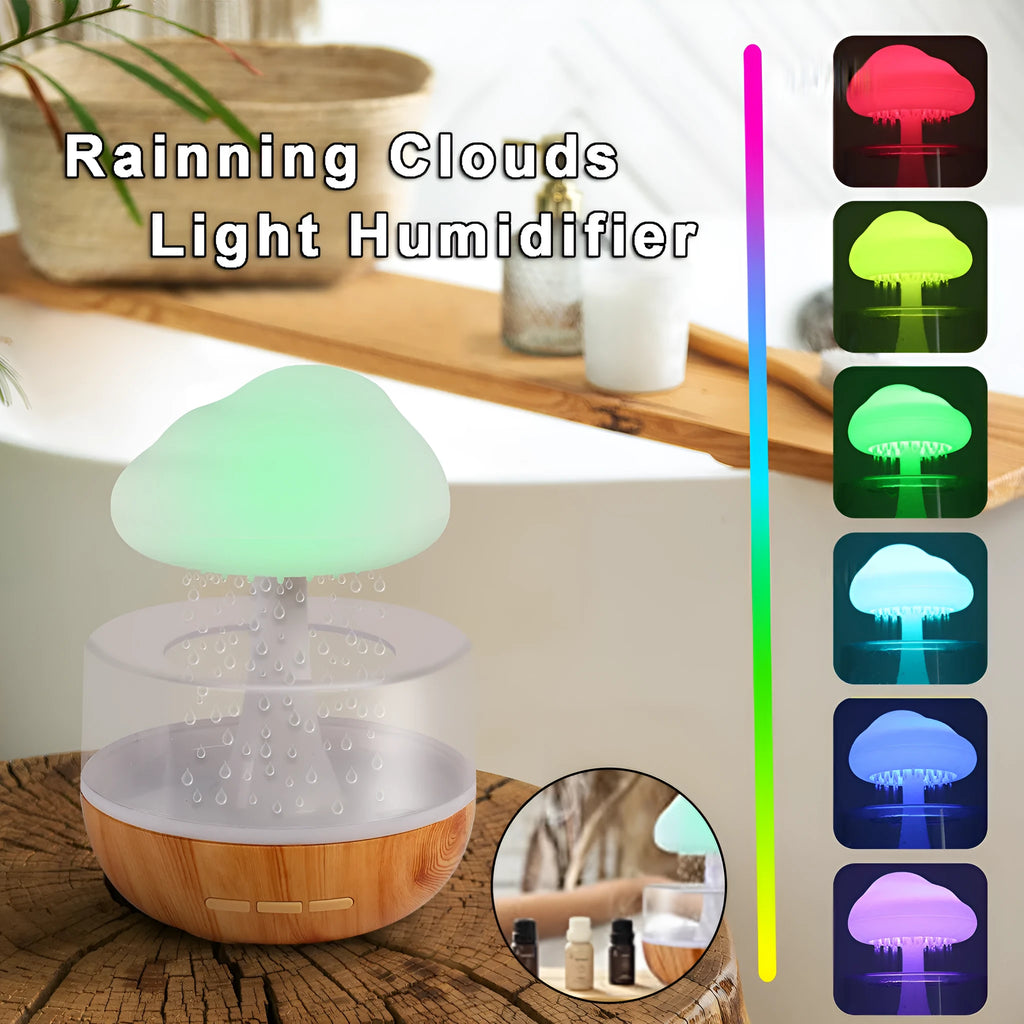 White cloud-shaped USB humidifier with mood lighting and essential oil diffusion function