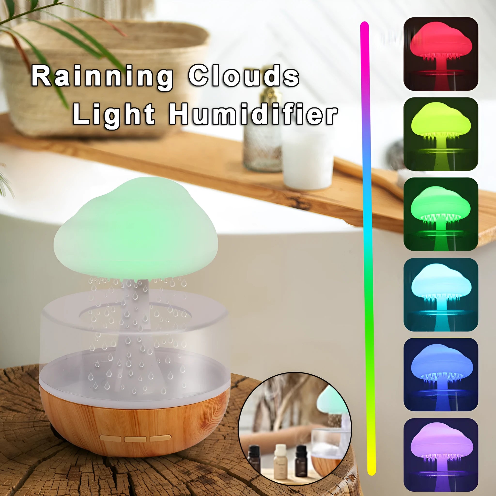 White cloud-shaped USB humidifier with mood lighting and essential oil diffusion function