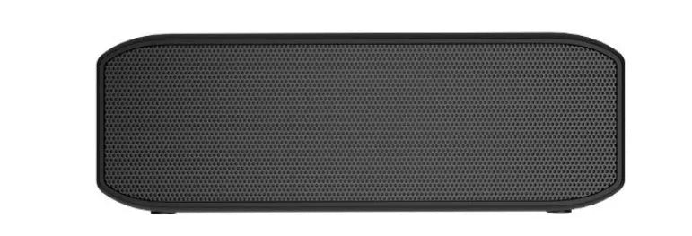 Black portable wireless Bluetooth speaker with waterproof construction and 20W output power