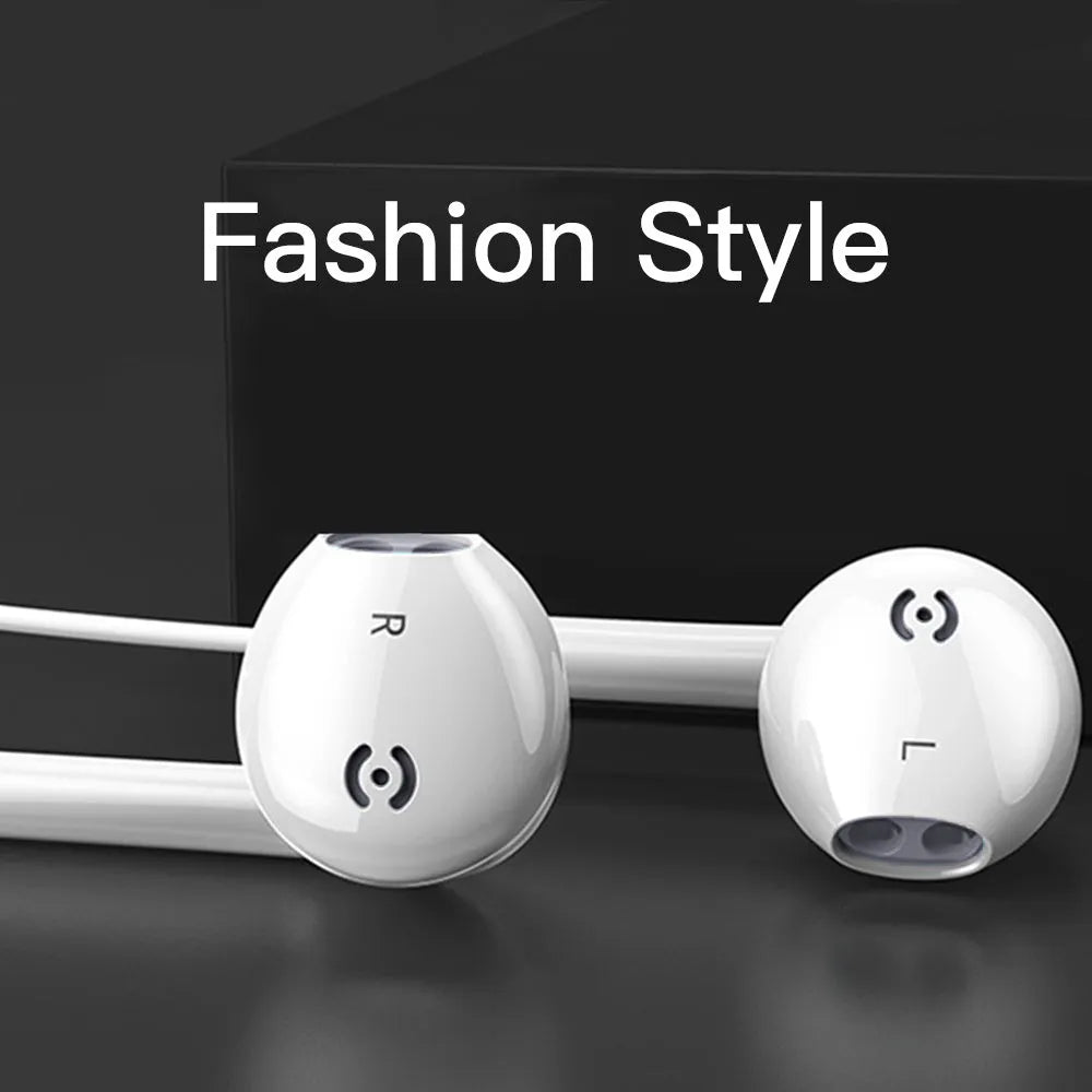 White wired earbuds voice headset with 3.5mm plug and 1.2m TPE round cord