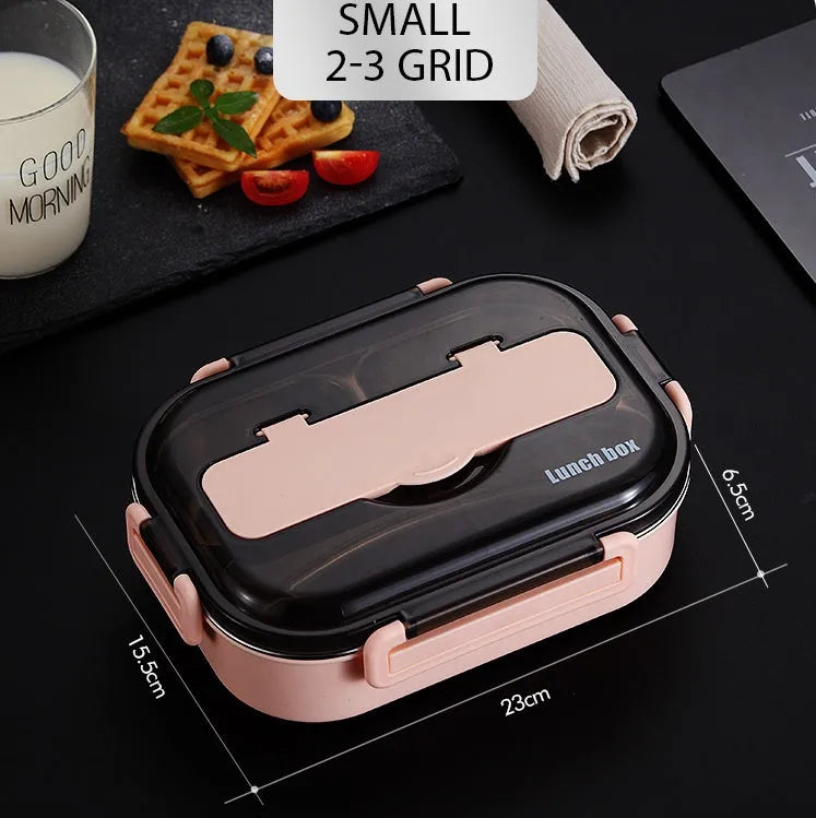Insulated lunch box with 304 stainless steel inner tank, PP shell and silicone-sealed compartments in green