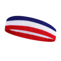 Three-colour elastic sports headband for adult athletic activities measuring 5.5cm by 20cm