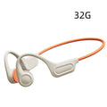 Beige orange bone conduction Bluetooth headset with ear hook design and 32G memory