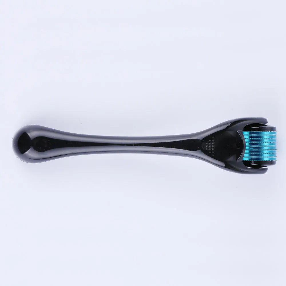 Black handle microneedle roller with medical steel needles for wrinkle and scar treatment