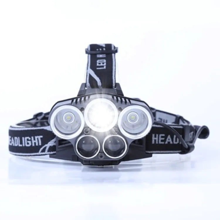 Outdoor camping headlamp with strong focus light showing 300-500 metre range capability