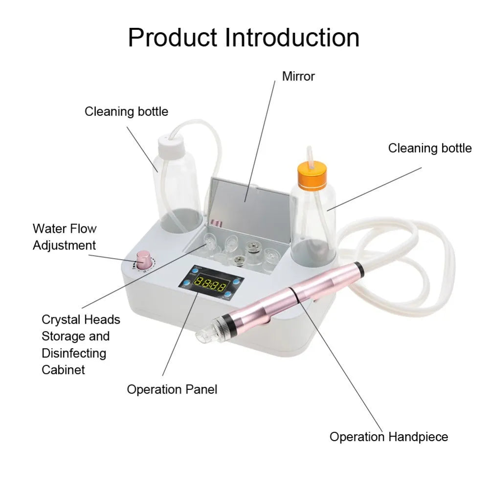 Portable oxygen spray hydro jet machine for facial blackhead removal skin rejuvenation 26cm with bottles and crystal heads