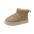 Women's snow boots with faux fur lining, 5cm platform heel, tall crown matte leather-look upper, black maroon brown