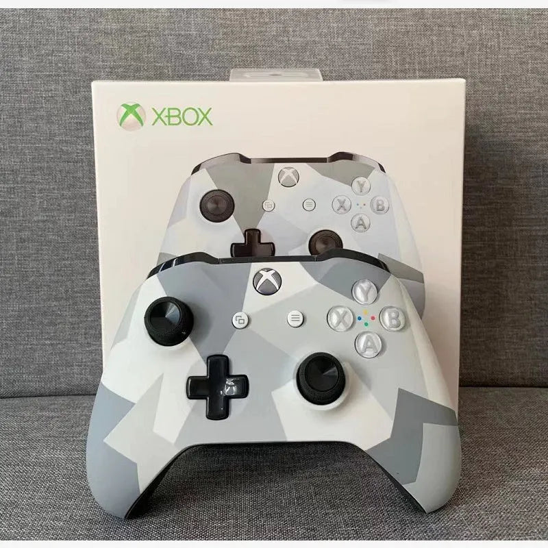 Grey wireless gamepad for Xbox One with Bluetooth connectivity and standard controller layout