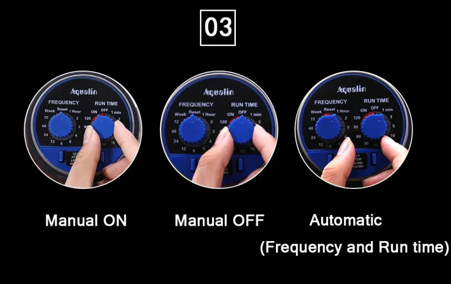 Automatic garden watering timer device showing programmable display and 3/4 inch faucet connection