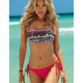 Women's high elastic quick-dry backless floral swimsuit with chest pad in pink available in sizes S M L