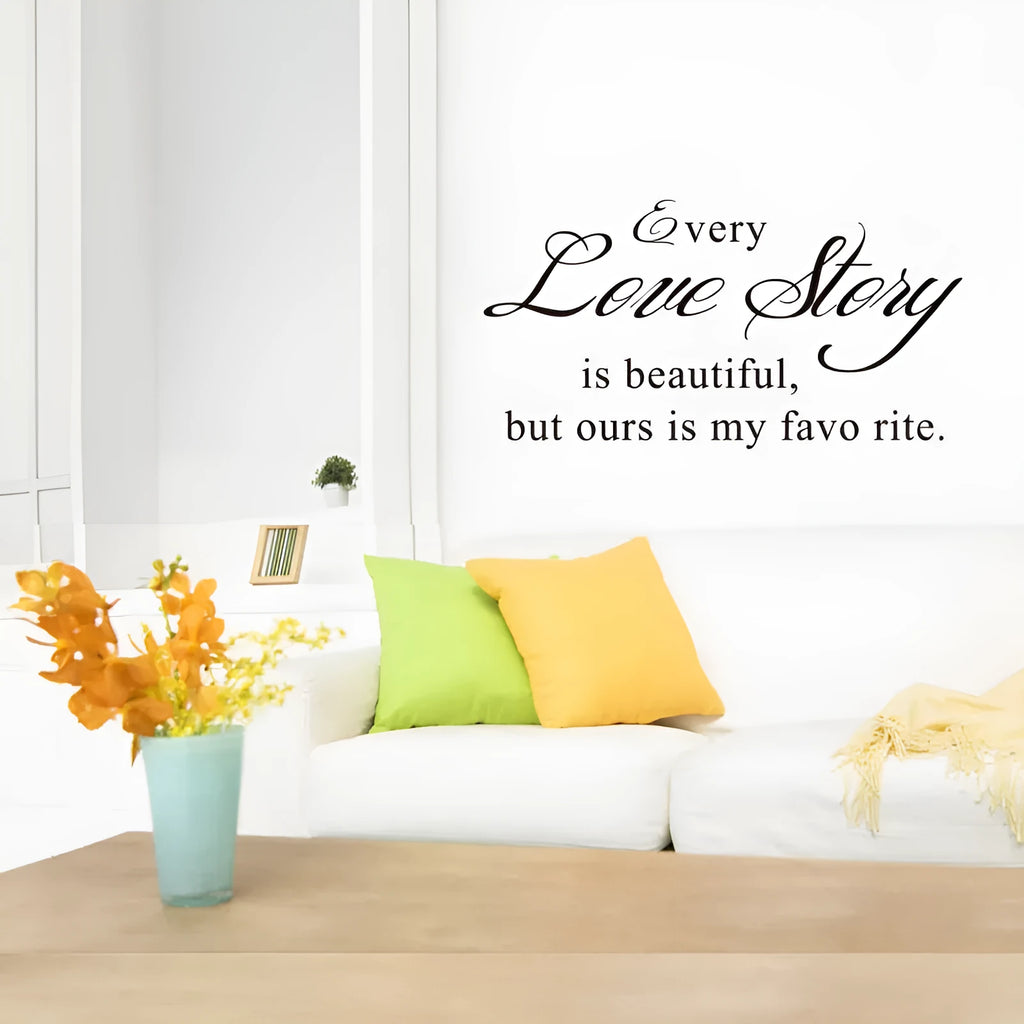 Black PVC wall sticker with printed English poetry and proverbs, 57x33cm, on a light wall
