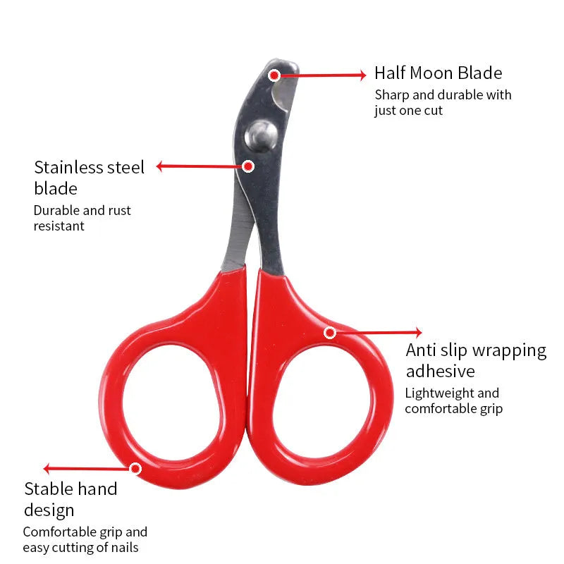 Pet nail clippers stainless steel blades plastic rubber handle small dog cat grooming tool