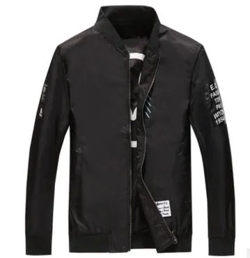 Men's reversible flight jacket in camouflage pattern, black colour, collarless, zipper front, casual fit