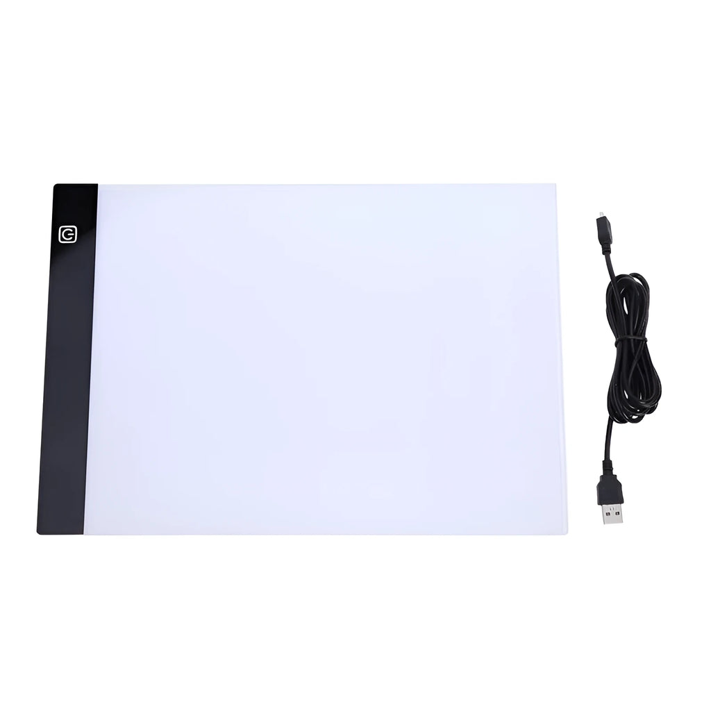 LED artist tracing table with acrylic panel and USB power, showing dimming function on a drawing surface
