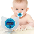 Blue and pink baby pacifier digital thermometer with digital display screen for infant temperature monitoring