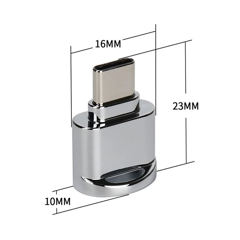 Micro USB OTG TF card reader adapter with metal body, golden colour, 23x16x10mm, for Android phones