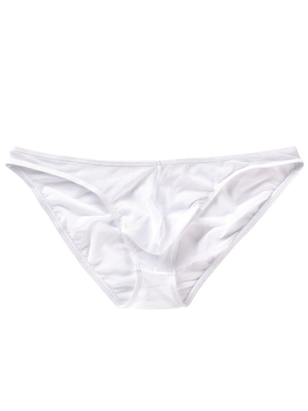 Men's black ice silk nylon briefs with low waist and quick-dry function laid flat.