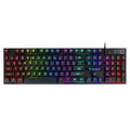 Gaming USB wired keyboard with floating keycaps and colourful backlight on a desk