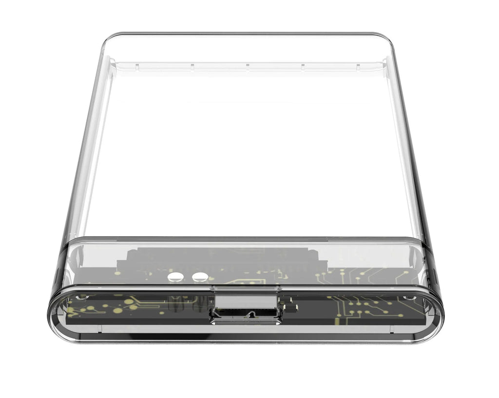 Transparent PC hard disk box for 2.5 inch SATA drives up to 4TB with USB interface