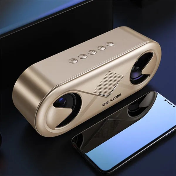 Black wireless Bluetooth speaker with dual speakers 6W output and TF card slot