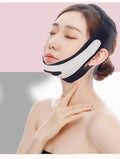 Pink elastic V face bandage for facial contouring and skincare support