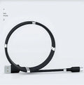 Black magnetic charging cable with aluminium connectors compatible with Apple iPhone and Android devices