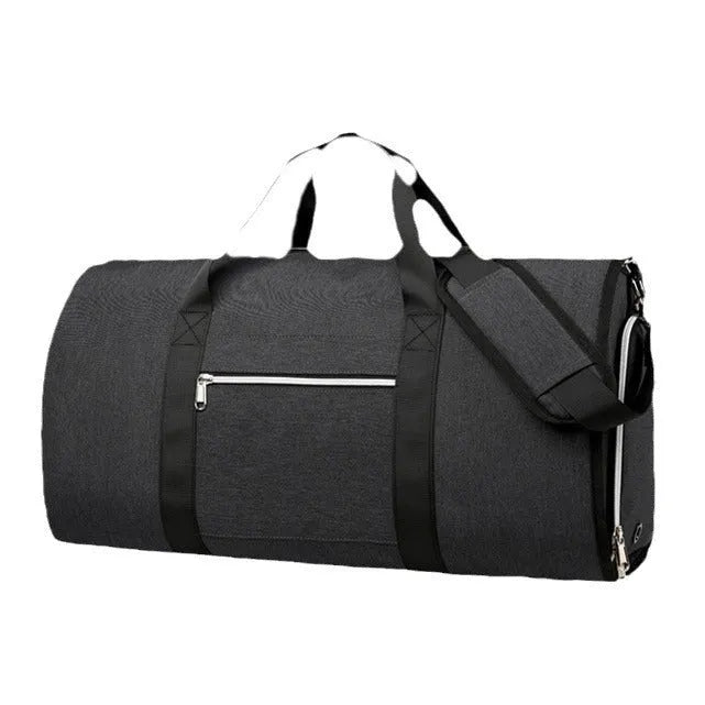 Waterproof Oxford cloth storage bag in grey colour showing dry-wet separation compartments and breathable lining.