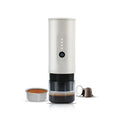 Portable stainless steel coffee machine with car charger compatibility in three colour options