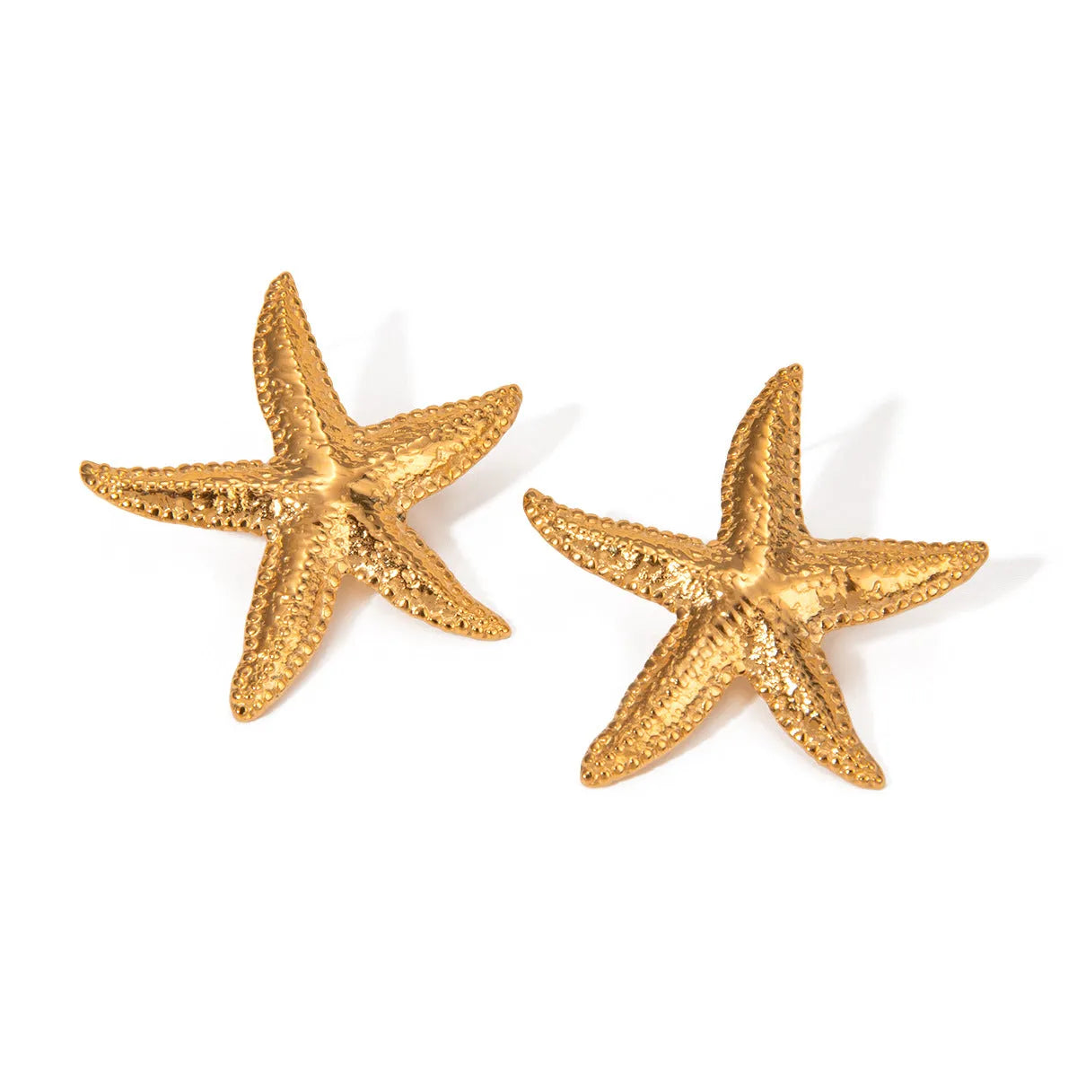 Gold starfish earrings for women stainless steel electroplated animal zodiac style daily wear
