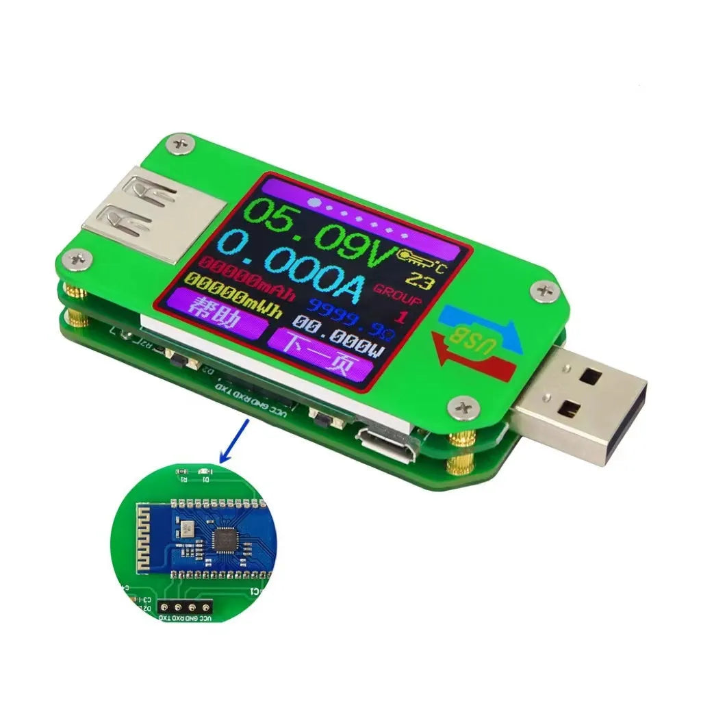 USB 2.0 colour screen tester UM24C voltage ammeter thermometer with Bluetooth option and QC2.0 QC3.0 support