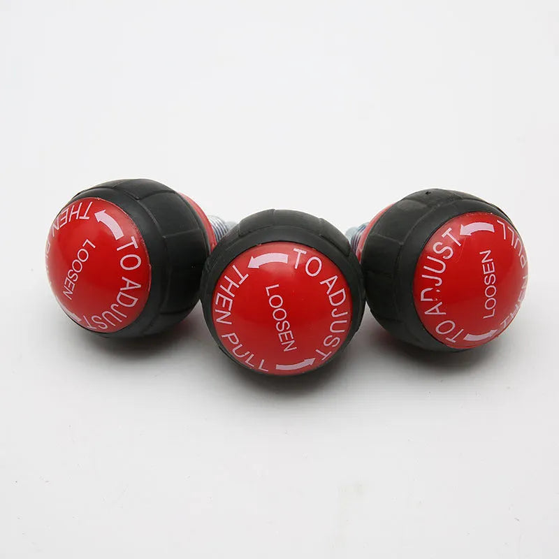 Spherical rotating pull pin spring for fitness equipment, Grade A, plastic and metal, black or red.