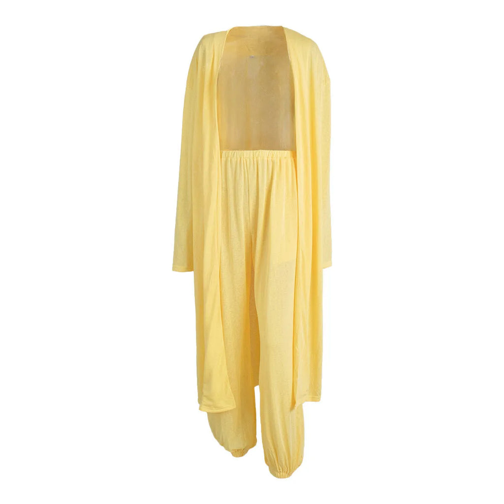 Women's shawl harem pants pajama set in white, viscose blend, long sleeve