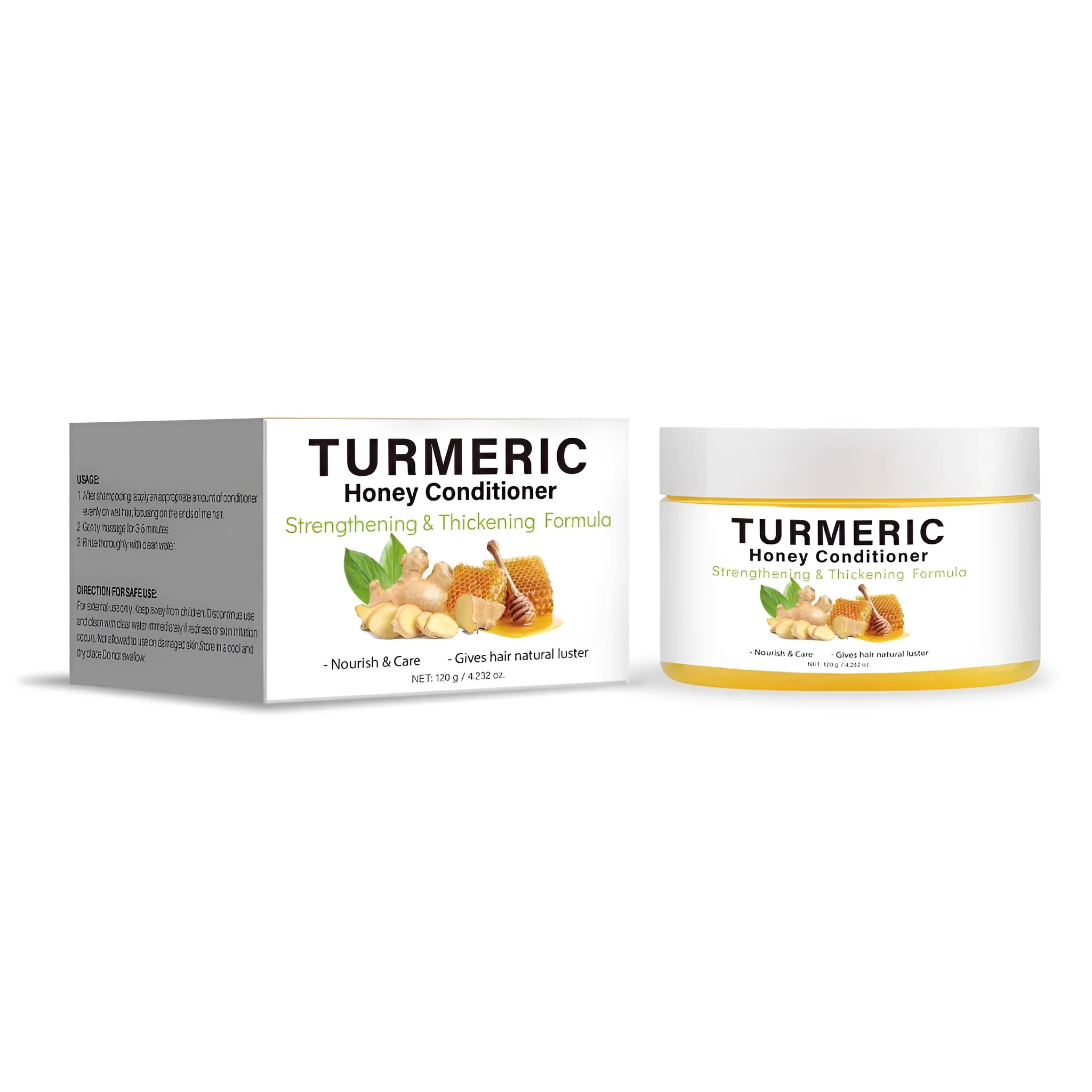 120g jar of turmeric honey hair conditioner for moisturising treatment