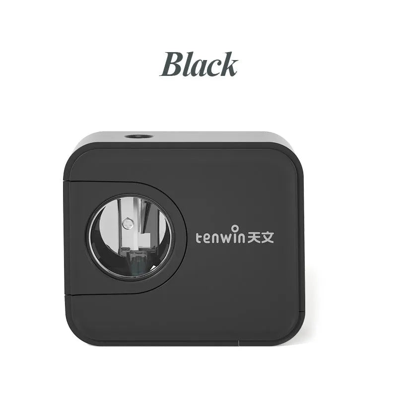 Children's electric pencil sharpener with camera design, plastic, 5-second sharpening, available in black blue green pink