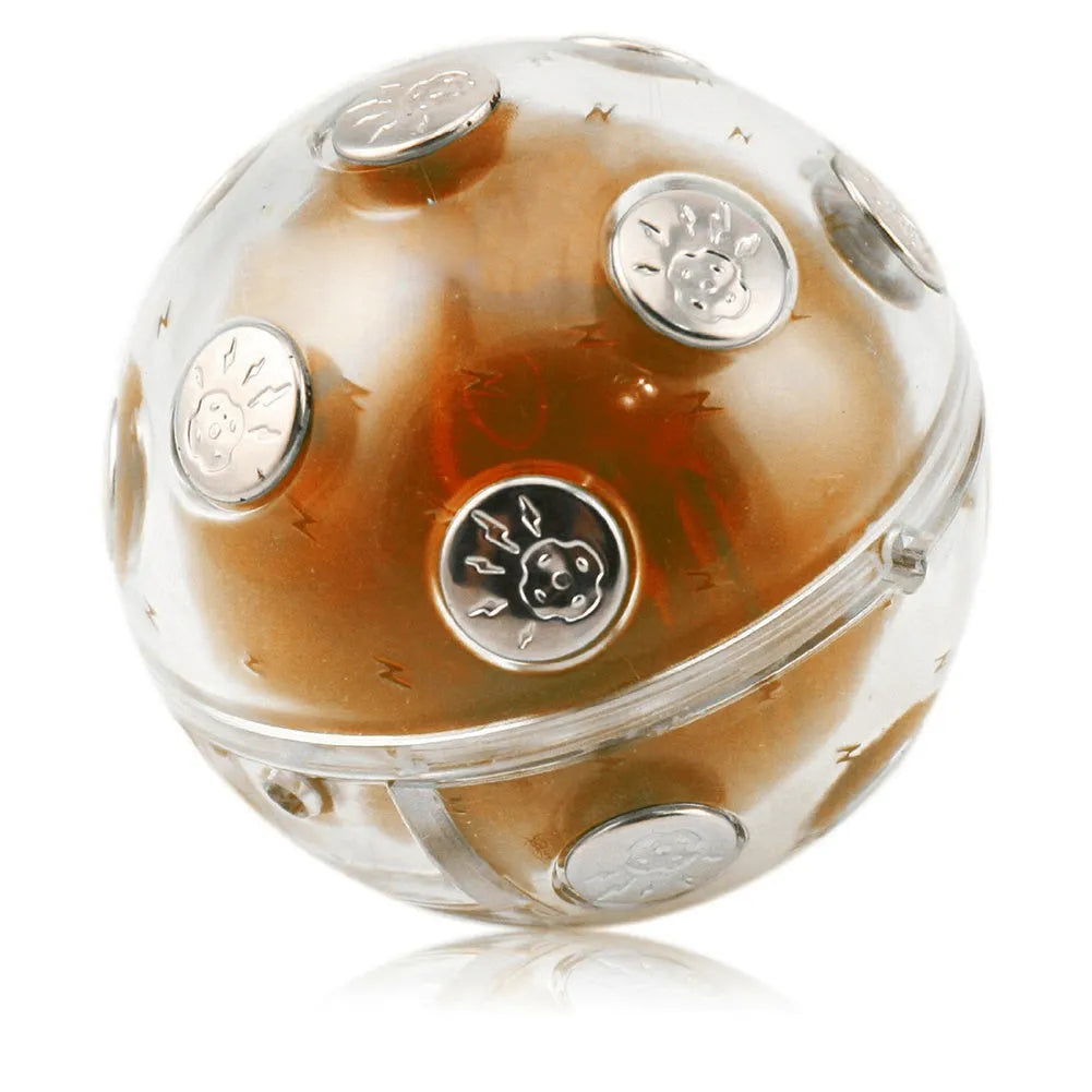 Gold electric shock ball with red and blue LED lights and automatic shutdown function
