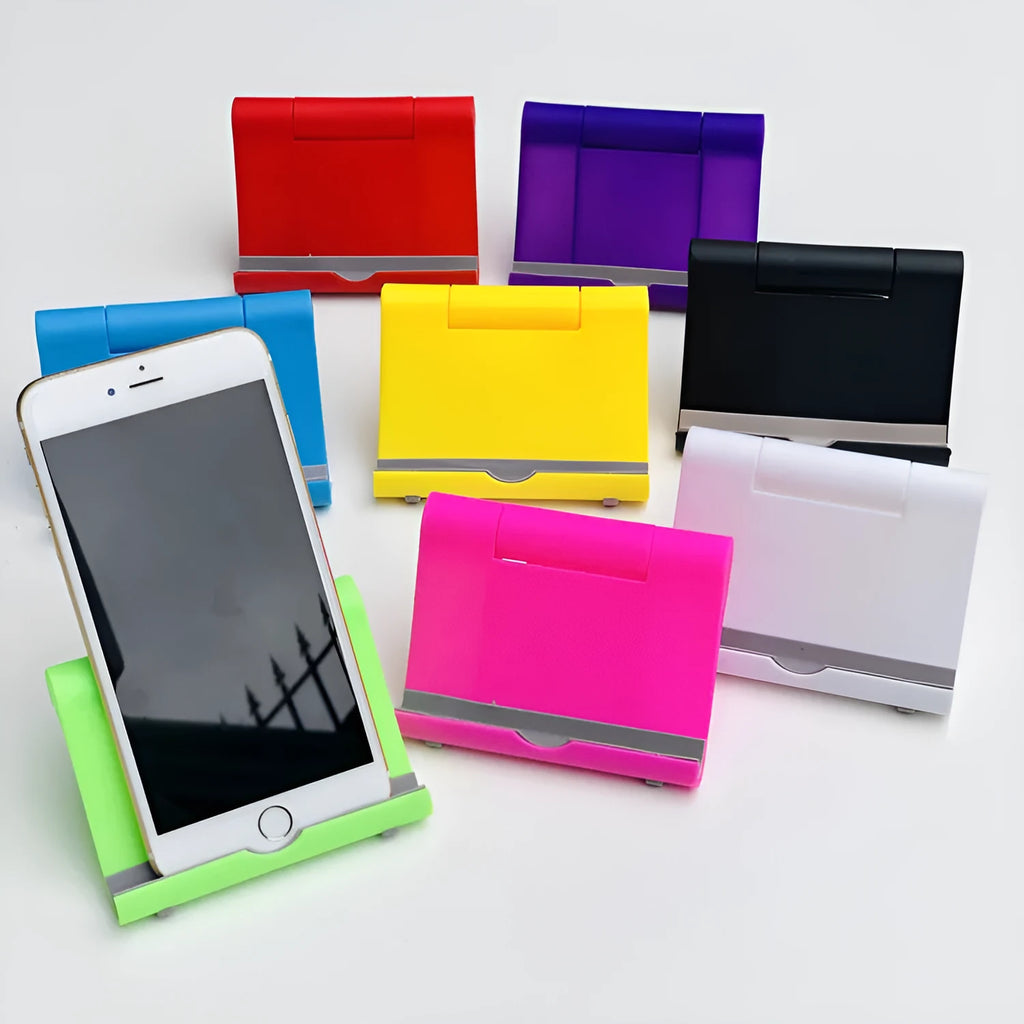 S059 universal folding mobile phone tablet holder in black compact size 10cm by 8cm by 2cm