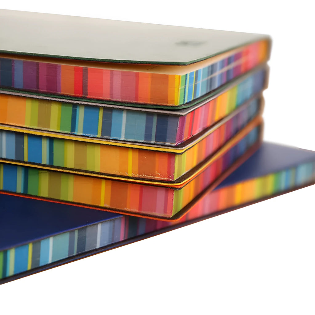 A5 leather notebook with rainbow side, lock line binding, and 96 sheets of Daolin paper