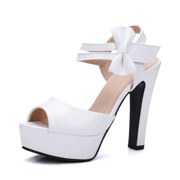 Block heel super high heel sandals with bow detail, side air design, beige colour