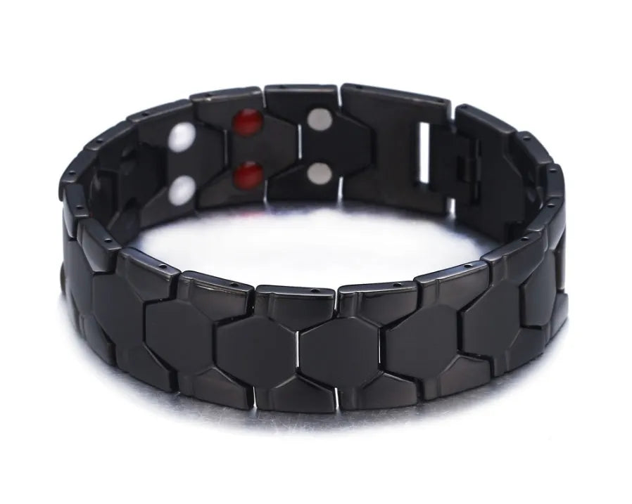 Health Energy 4 IN 1 Magnetic Titanium Bracelet black 210mm with 2500GS neodymium magnets
