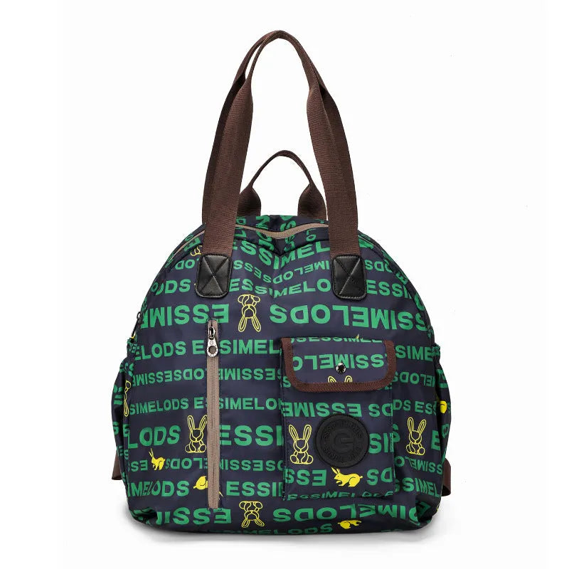 Large black nylon outdoor backpack with sandwich pocket, showing dimensions of 48cm height.