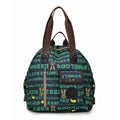 Large black nylon outdoor backpack with sandwich pocket, showing dimensions of 48cm height.