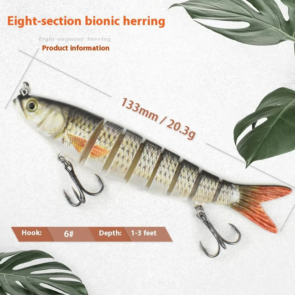 133 mm long, 203g hard plastic bionic fishing lure in multiple colour options with storage box.